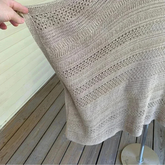 J Jill Oversized Open Knit Poncho Sweater Plus Size XL- 3X Light Tan Khaki Airy - Picture 9 of 12